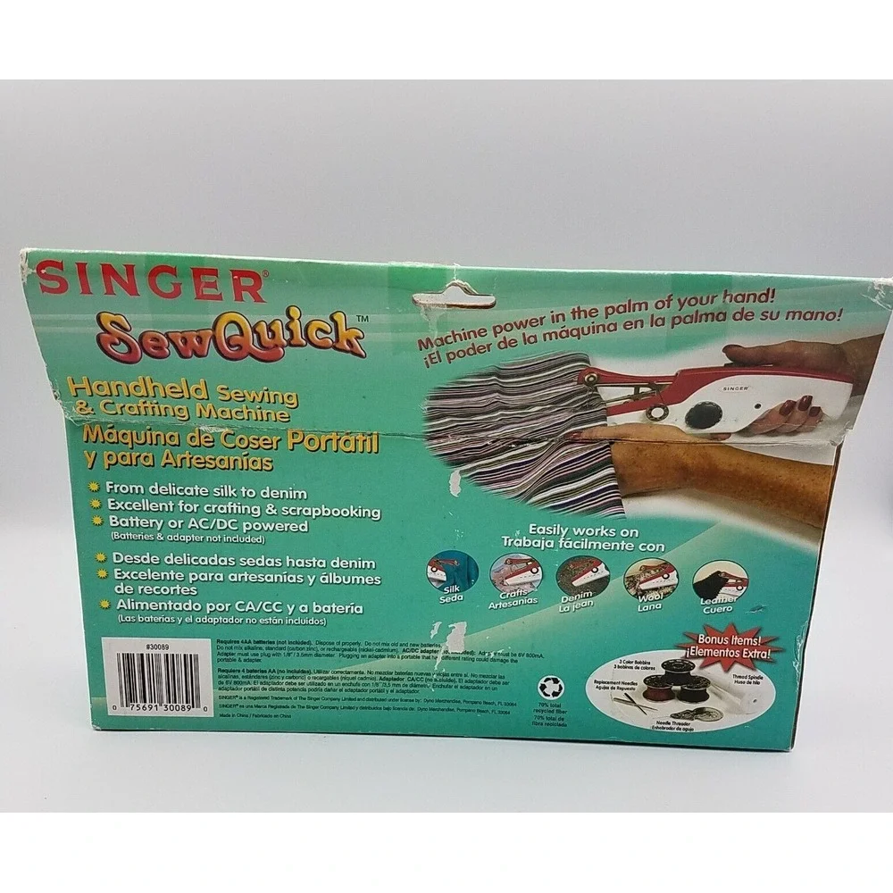 SINGER SEW‎ QUICK HANDHELD SEWING & CRAFTING MACHINE COMPACT Cordless Battery